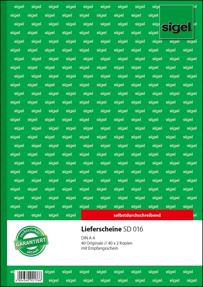 Sigel Lieferliste - 40 Hoja - A4 (210 X 297