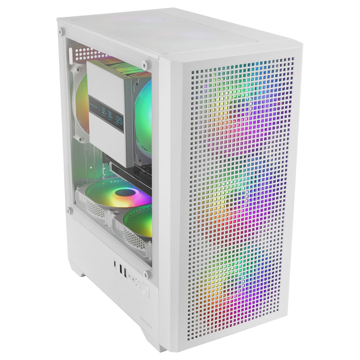 Caja Pc Micro Atx Mars Gaming Mc-Vectorw Gpu Max 282mm Cristal Templado Mesh Argb Usb-C Blanco