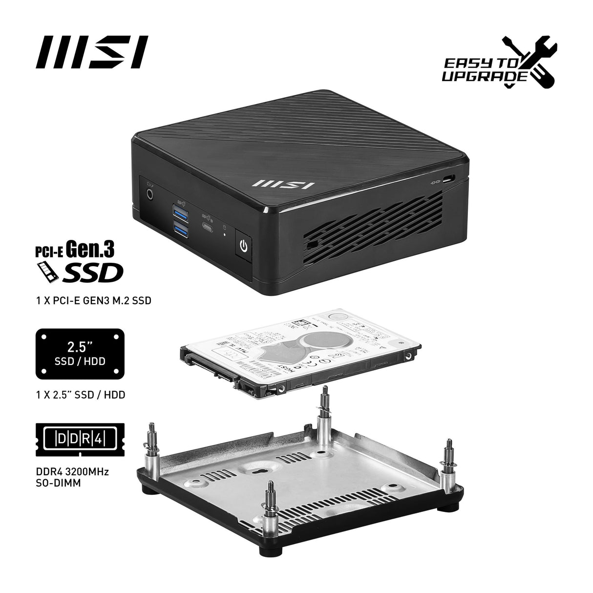 EAN 4711377071130 - MSI Cubi N ADL-006DE Intel® N N200 4 GB DDR4-SDRAM 128 GB SSD Windows 11 Pro Mini PC Negro imagen 4