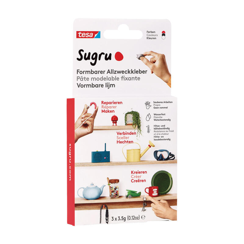 Adhesivo Multiuso Moldeable Sugru By Tesa® Negro/Blanco/Rojo, 41232