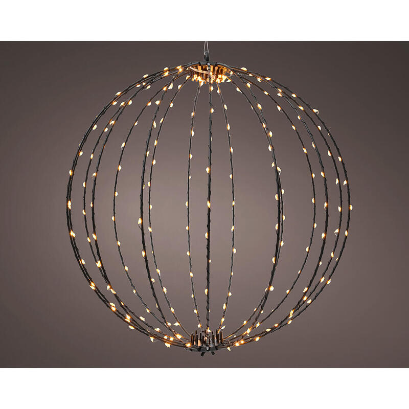 Adorno Led Colgante Bola, De Marco Metálico Negro, Ø38cm.