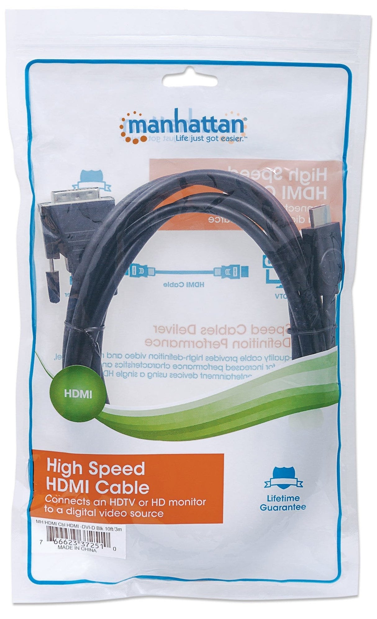 EAN 0766623372510 - Manhattan 372510 adaptador de cable de vídeo 3 m HDMI tipo A (Estándar) Negro imagen 5
