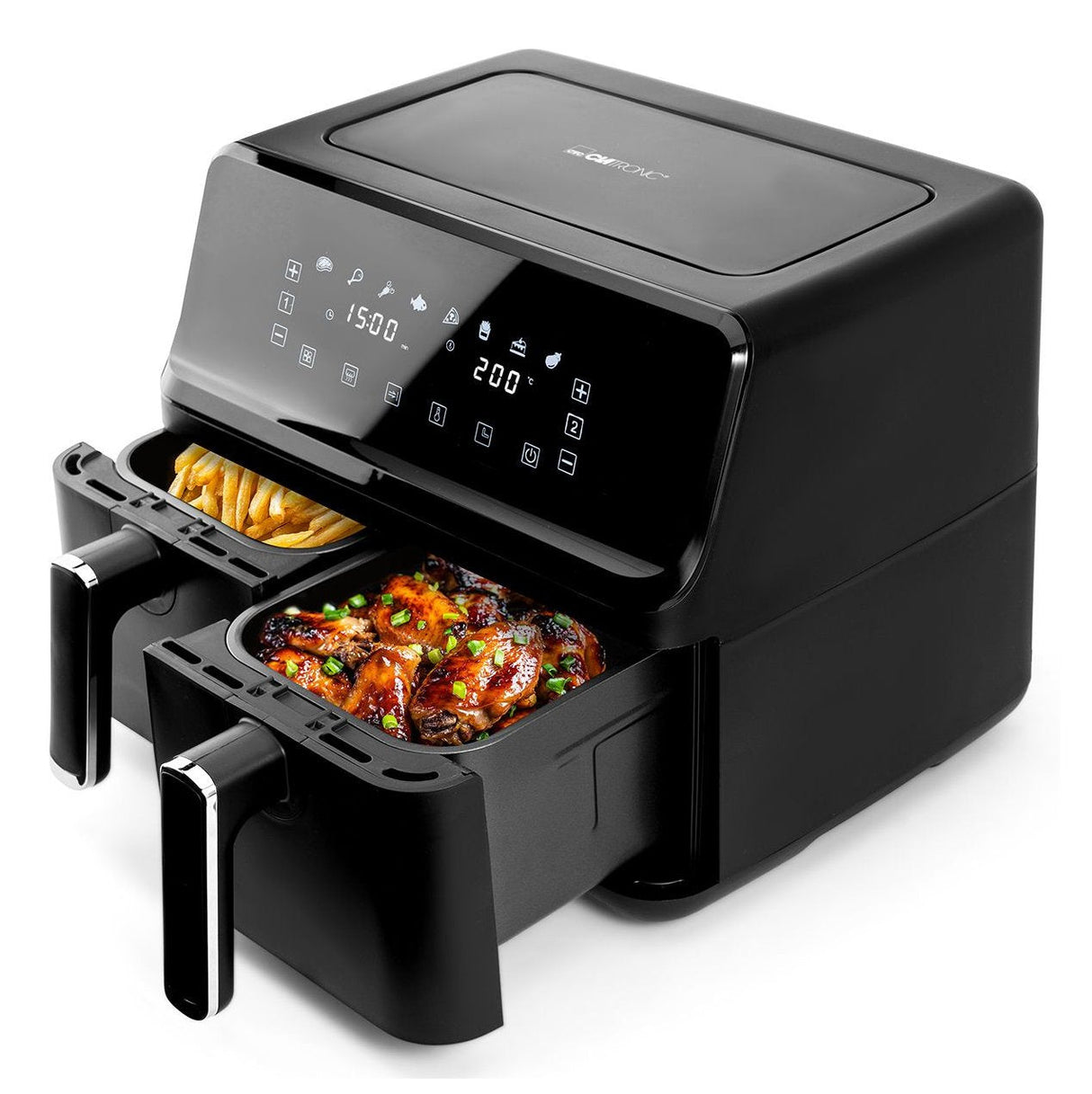 Clatronic® Double Hot Air Fryer 8l Airfryer Xxl Con 2 Cámaras Separadas Fr 3804 H