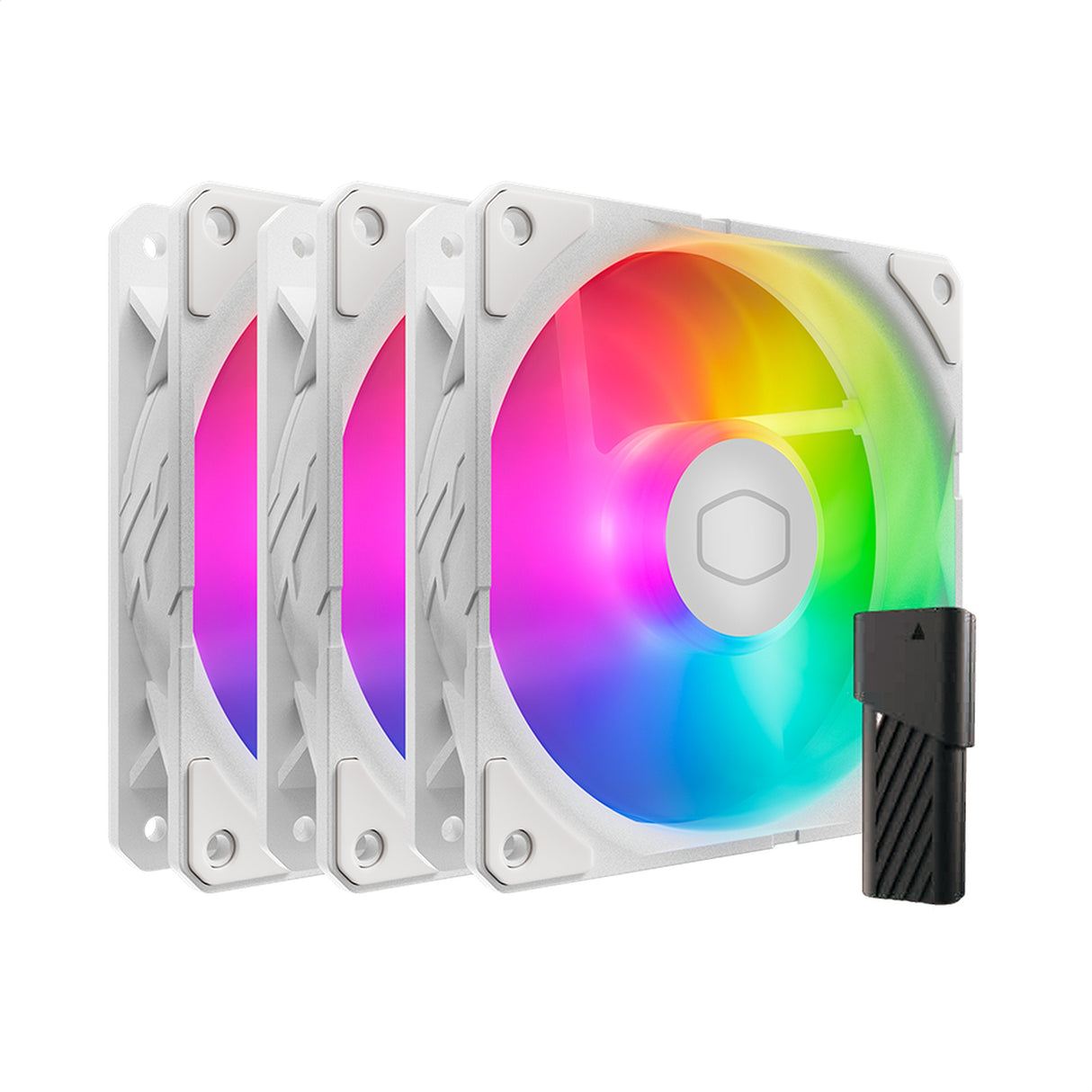 Kit De 3 Kit De 3 Ventiladoresres Cooler Master Sickleflow Edge 120 Argb 120mm (690~2500rpm, Pwm), Alto Flujo De Aire (70,7 Cfm) Y Presión Estática (3,61 Mmh2o), Argb Gen2, Controlador Led, 32,8dba Máx - Blanco