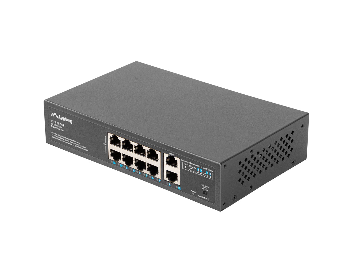EAN 5901969428803 - Lanberg RSFE-8P-2GE-120 switch No administrado Gigabit Ethernet (10/100/1000) Energía sobre Ethernet (PoE imagen 4
