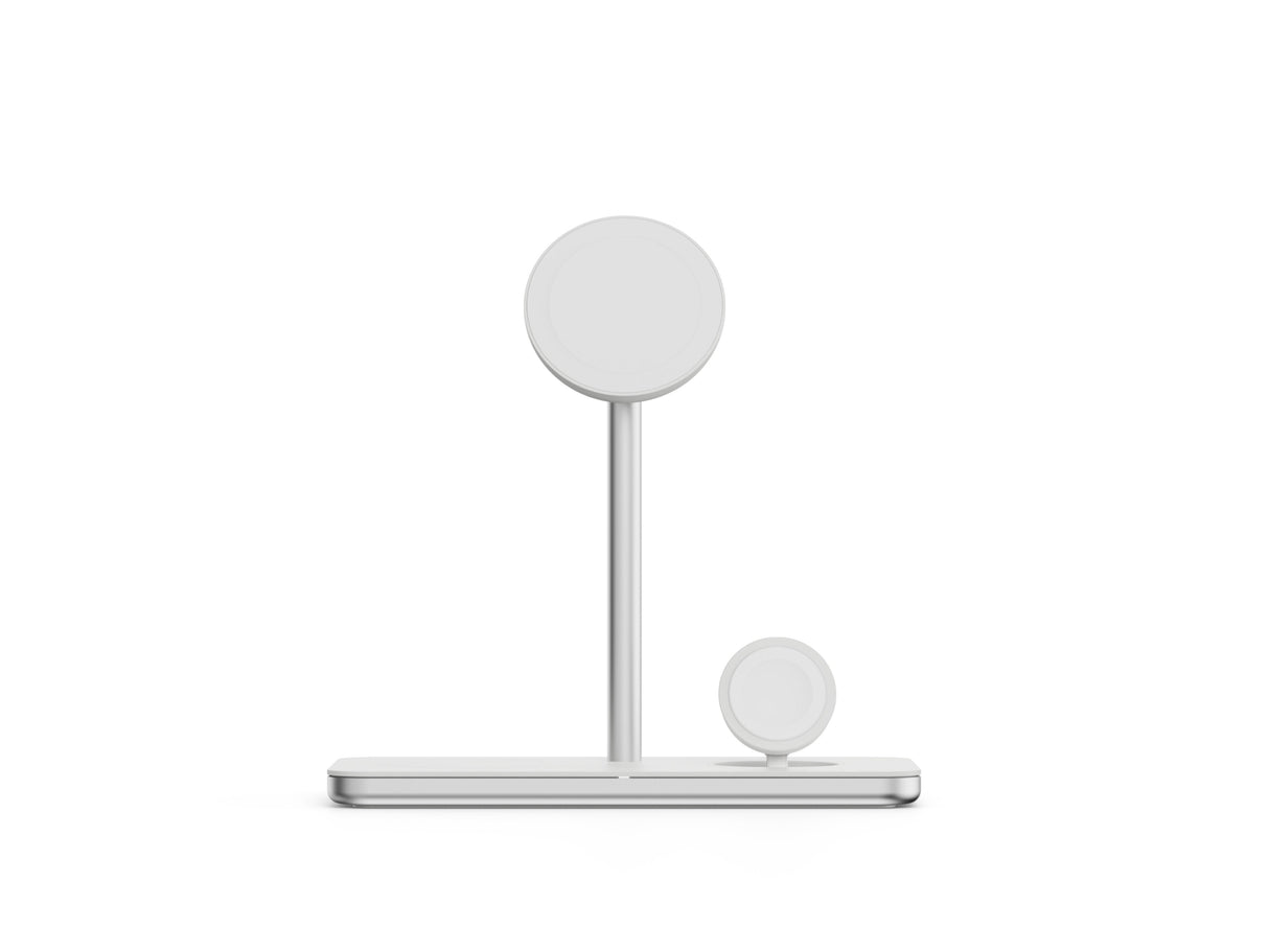 Soporte Base De Carga Inalambrico 3en1 Magsafe Plata Linq Carga Magnética Qi2/ Certificación Mfi Para Apple Watch