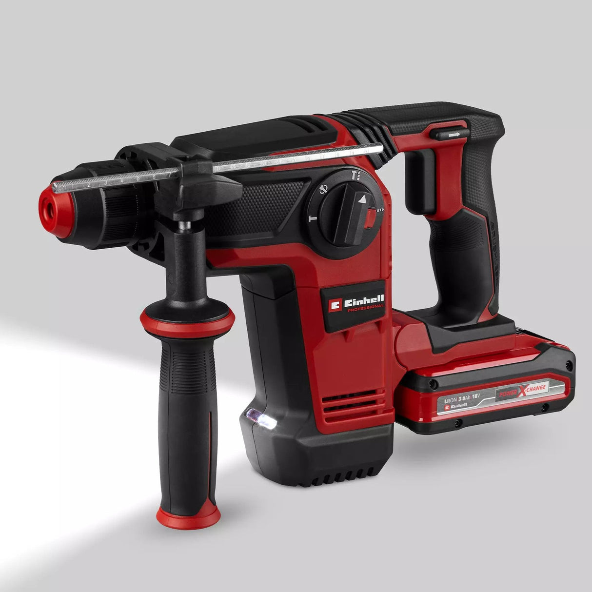 Taladro Einhell Percutor Inalámbrico Profesional Tp-Hd 18/28 Li Bl+4, 18 Voltios Rojo/Negro, Batería De Iones De Litio 3,0 Ah, Juego De Accesorios De 4 Piezas, Estuche Electrónico S 4514274