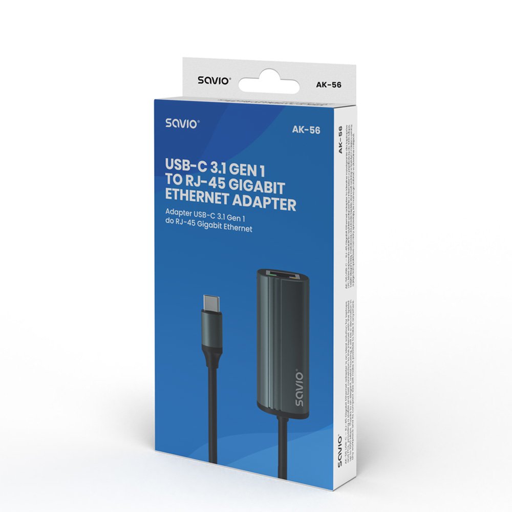EAN 5901986047759 - Savio AK-56 Adapter USB-C 3.1 GEN 1 do RJ-45 Gigabit Ethernet USB Tipo C 1000 Mbit/s imagen 6