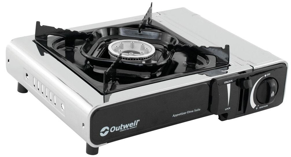 Outwell Appetizer Solo 1 Burner Compact Portable Gas Stove, Silver Grey