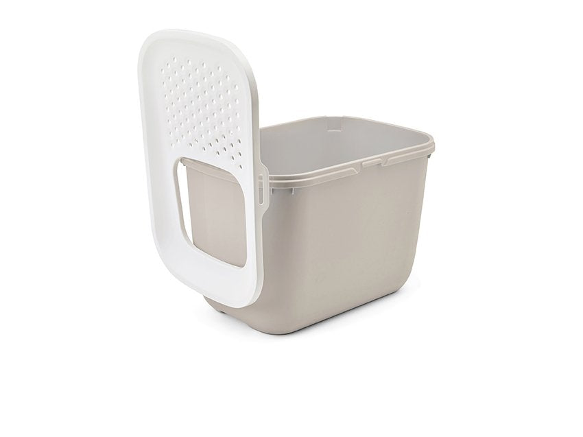 Savic Hop Marrón Café Con Tapa Blanca Bandeja Sanitaria Para Gatos 58,5x39x39,5 Cm 1 Ud.