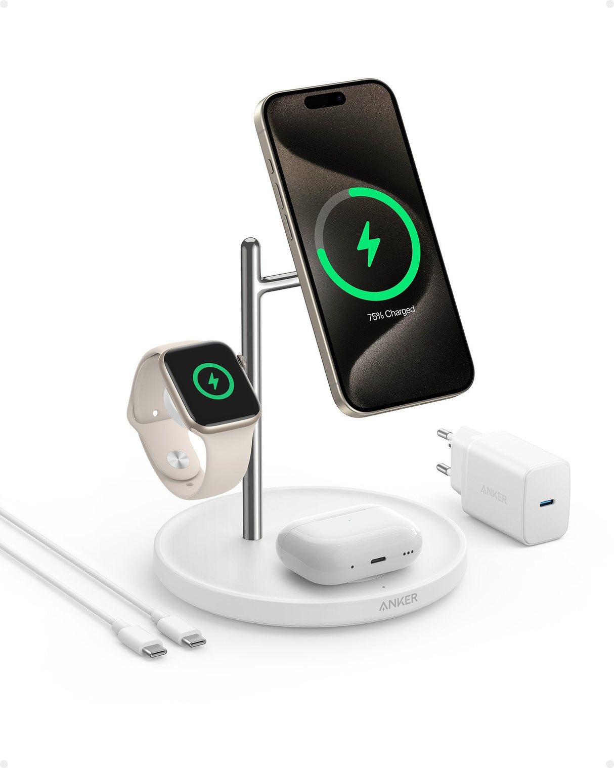 EAN 0194644173319 - Anker MagGo Universal Blanco USB Cargador inalámbrico Carga rápida Interior imagen 2
