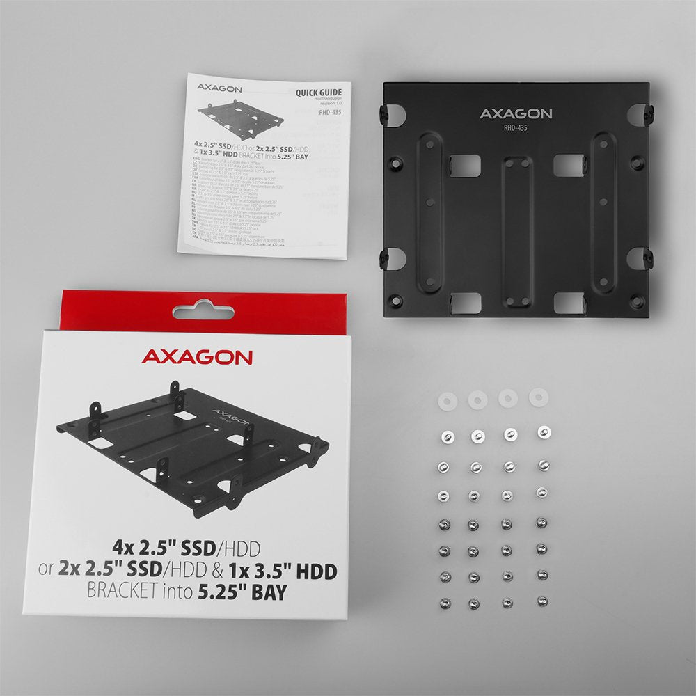 Axagon Rhd-435, Marco De Metal Para 4x 2.5 O 2x 2.5 Hdd / Ssd Y 1x 3.5 Hdd Hasta 5.25 Posicion