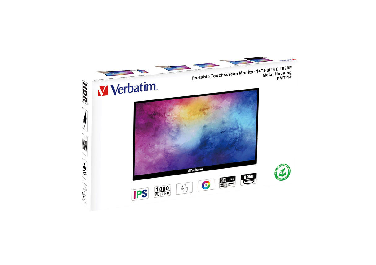 EAN 0023942495918 - Verbatim 49591 pantalla para PC 35,6 cm (14") 1920 x 1080 Pixeles Full HD LCD Pantalla táctil Negro imagen 6