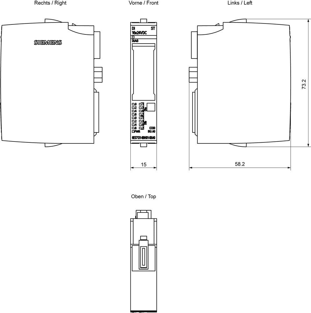 Siem Siemens Et 200sp 6es7131-6bh01-0ba0 Simatic Digital Eingang Di 16x24 Vdc