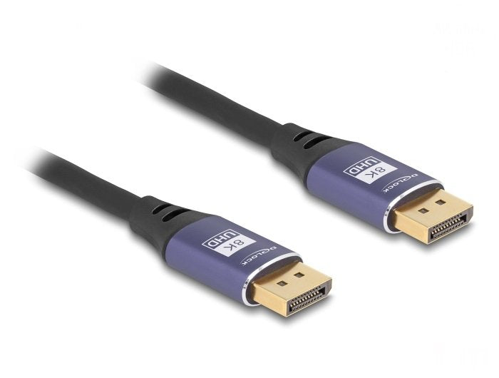 Delock 80600 Cable Displayport 8k 60 Hz 1 M Metal Lila