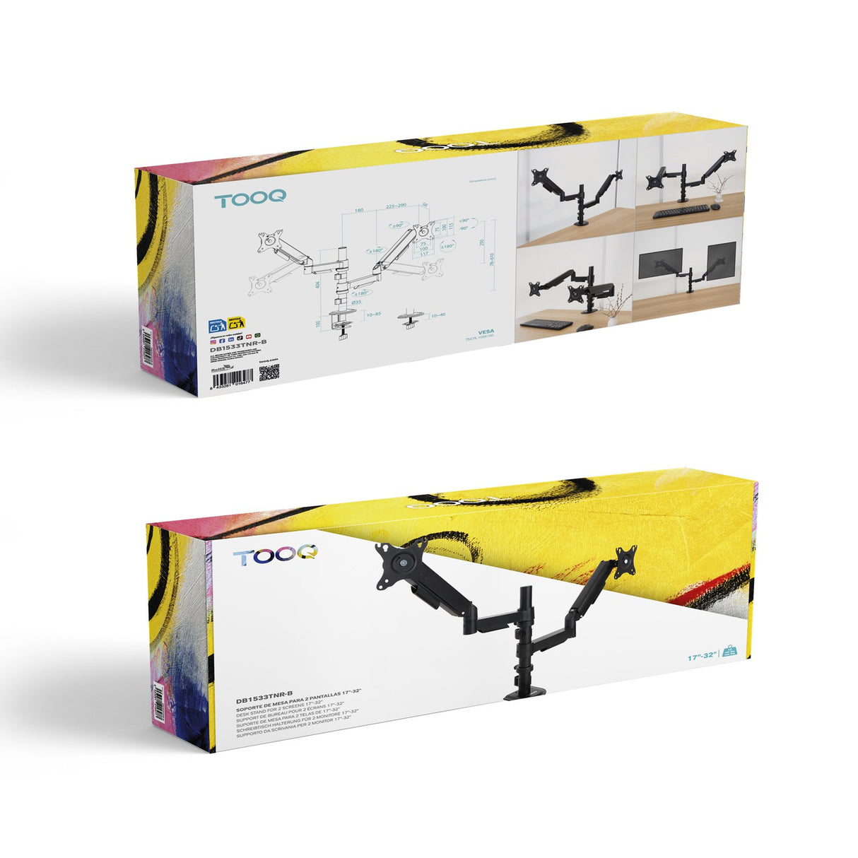 EAN 8433281016477 - TooQ DB1533TNR-B soporte para monitor 81,3 cm (32") Escritorio Negro imagen 6