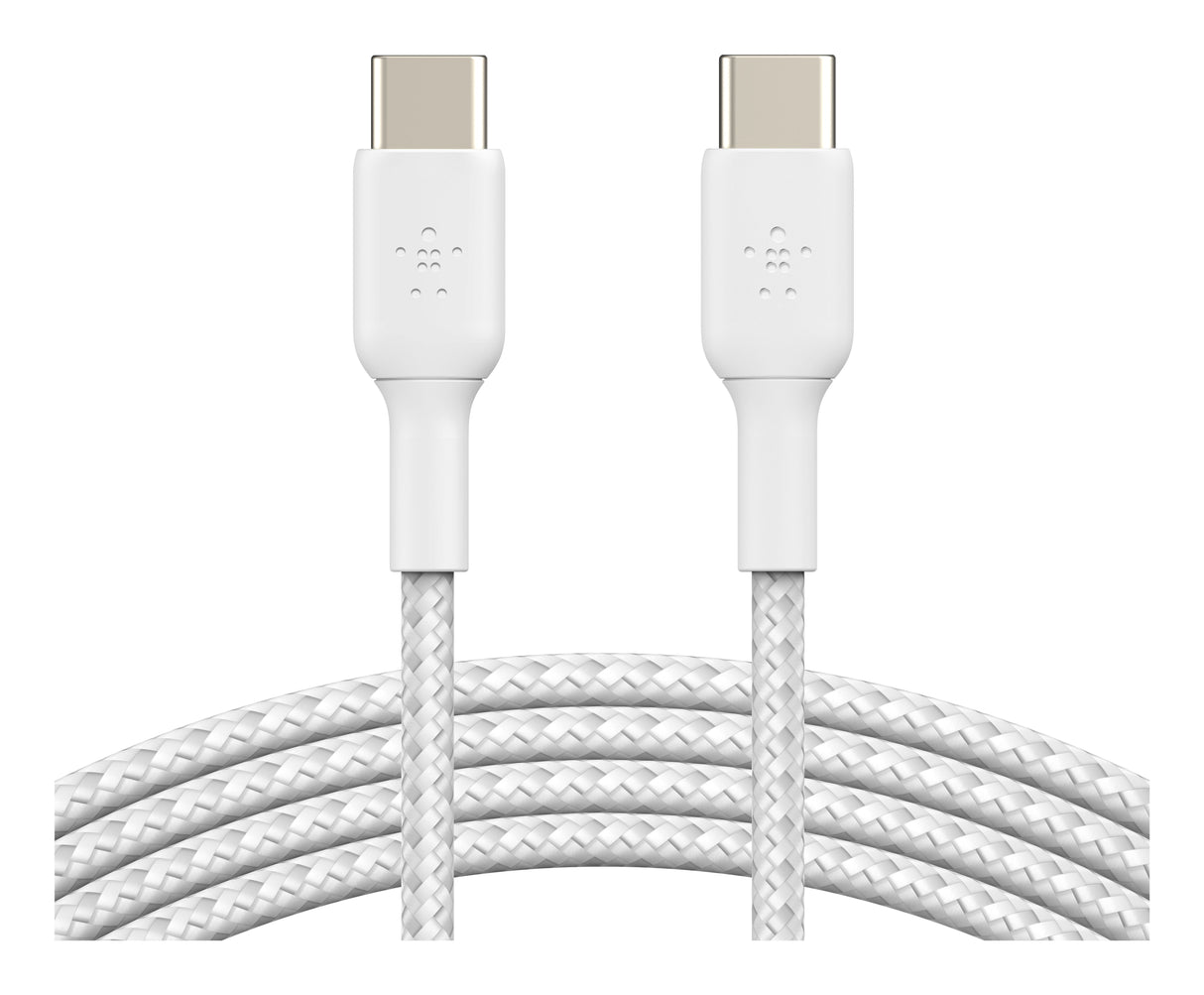 1x2 Belkin Braided Pvc Cable 1m Usb-C/Usb-C Wh.  Cab004bt1mwh2pk