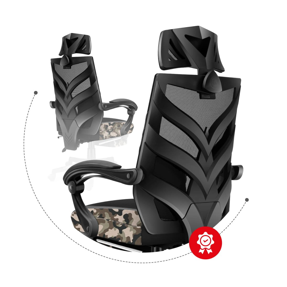 EAN 5903796011326 - Huzaro Combat 5.0 Silla para videojuegos de PC Asiento de malla Negro, Camuflaje imagen 16
