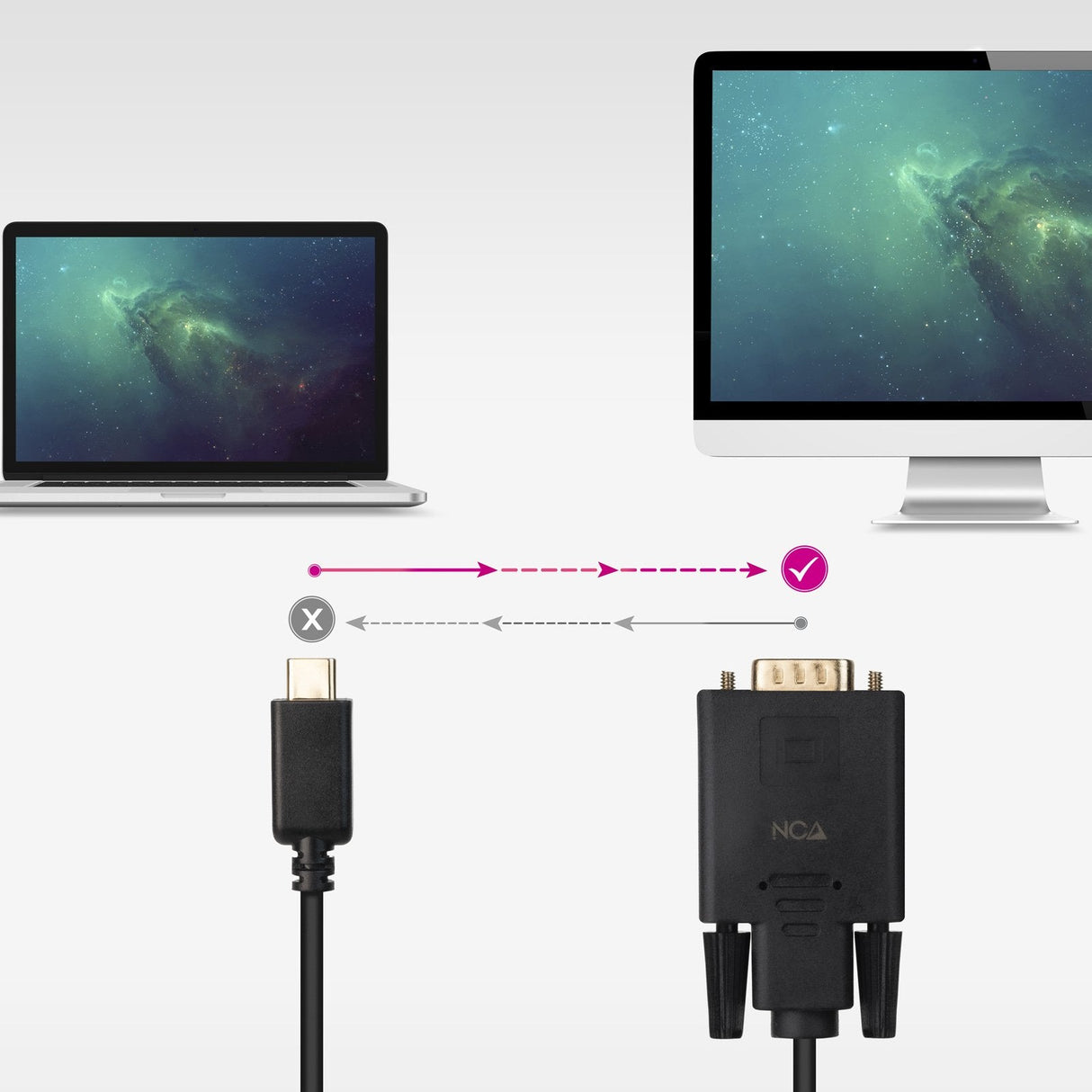 Cable Conversor Usb-C A Vga, Usb-C/M-Vga/M, 1.8 M