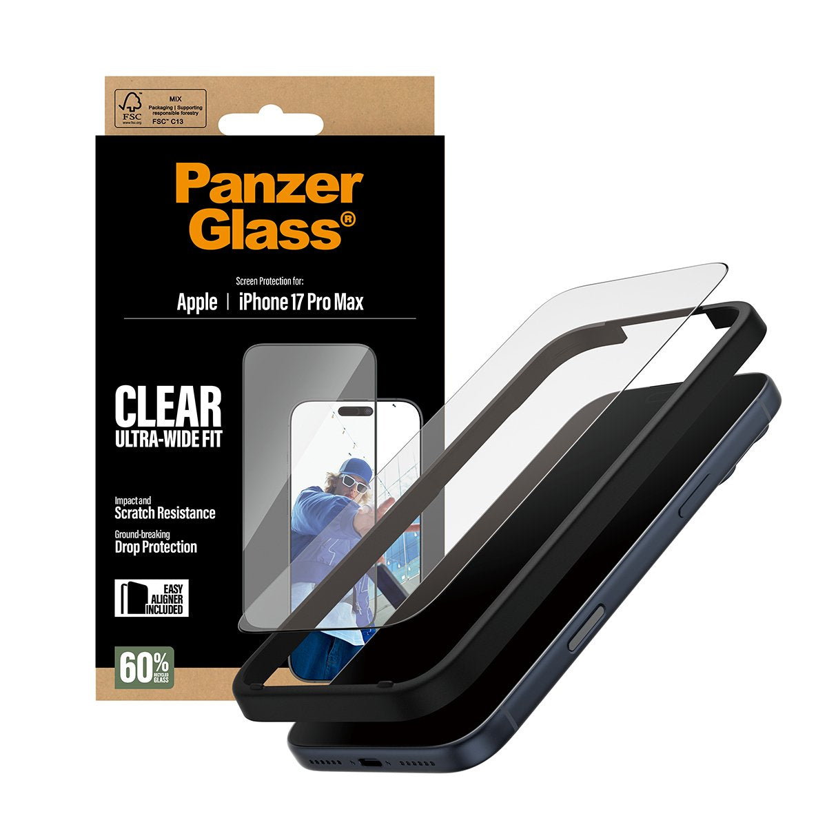 EAN 5715685025709 - PanzerGlass ® Screen Protector iPhone 17 Pro Max | Ultra-Wide Fit w. EasyAligner Protector de pantalla Ap imagen 5
