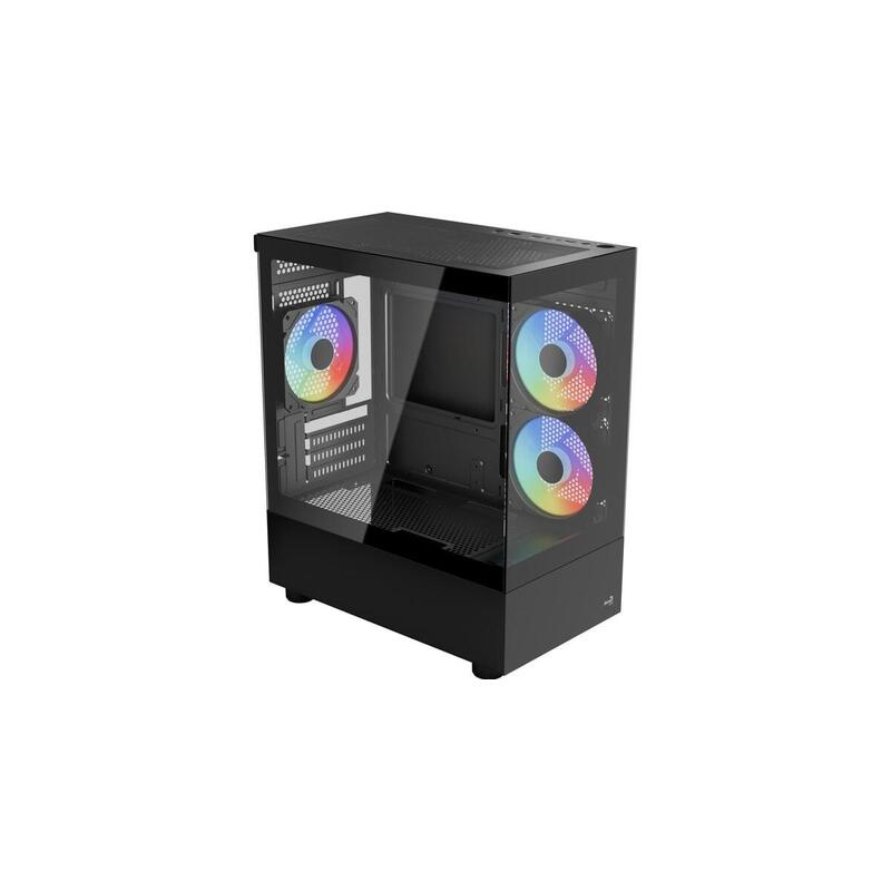 Aerocool Viewport Mini-G-Bk-V4 Argb, Caja Torre Negra, Vidrio Templado X 2 Accm-Es09533.11