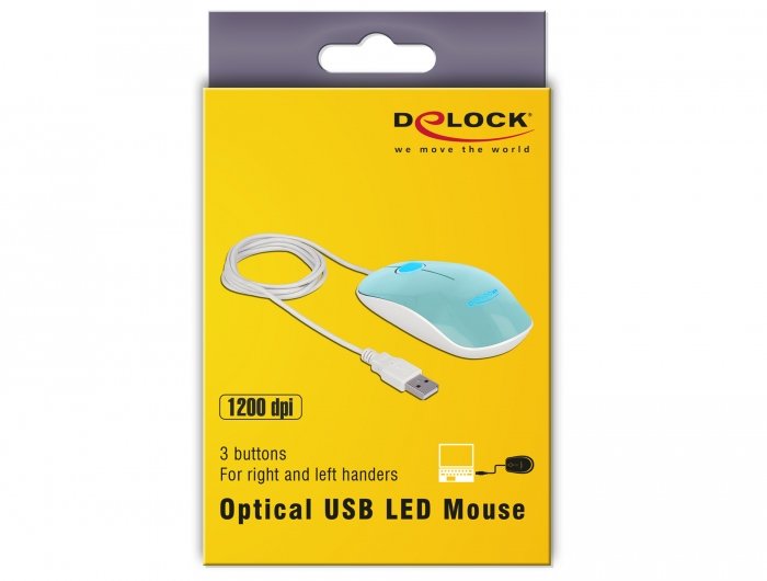 Delock 12538 Mouse Óptico De 3 Botones Led Usb Tipo-A Turquesa
