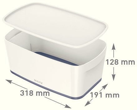 Leitz Caja Almacenamiento Mybox Wow Pequeña C/Tapa 318x128x191mm Gris/Blanco