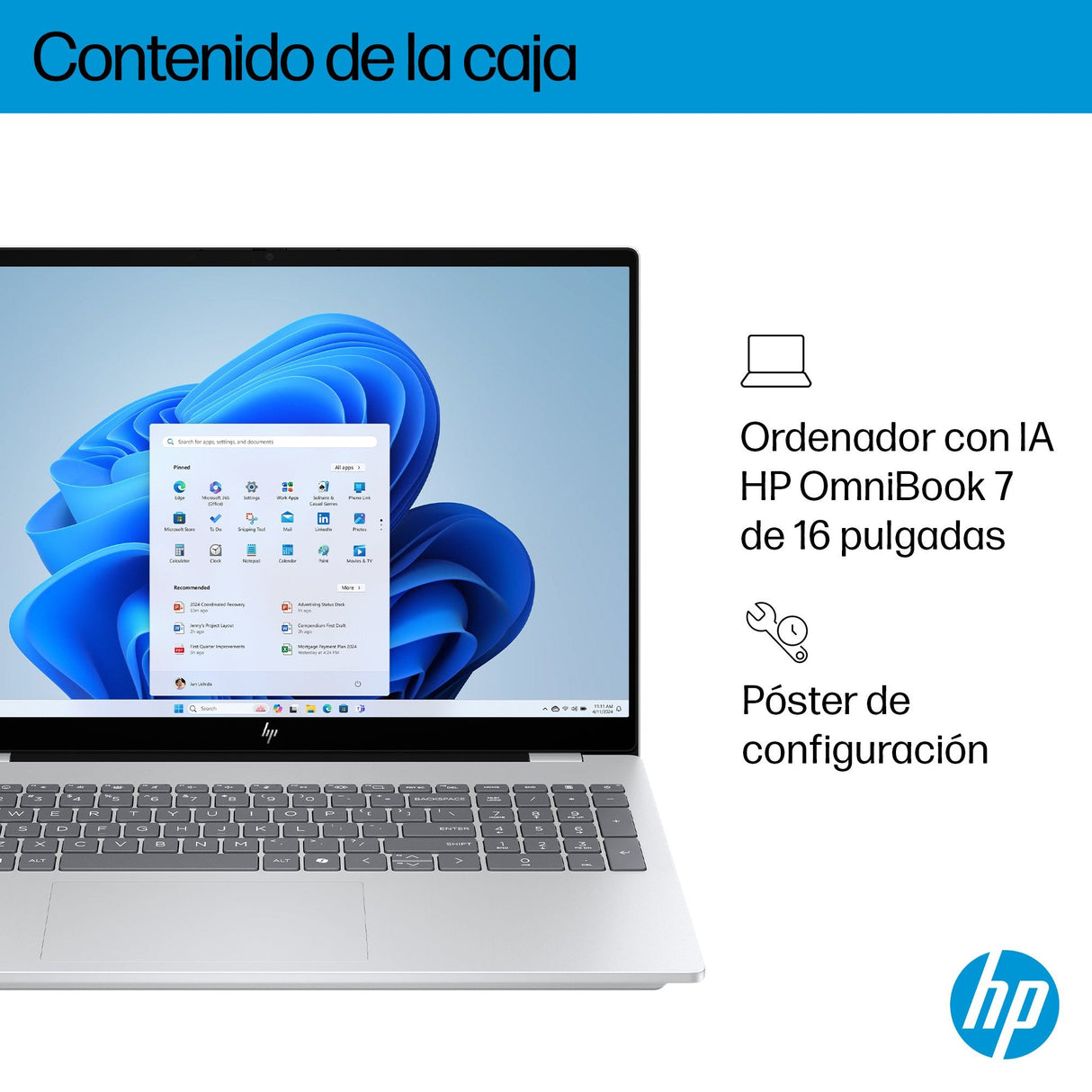 Portátil Hp Omnibook 7 Ai 16 Ay0006ns 16 " Ultra 7 255u 32gb 1tb Geforce Rtx 4050 W11 Plata Glaciar