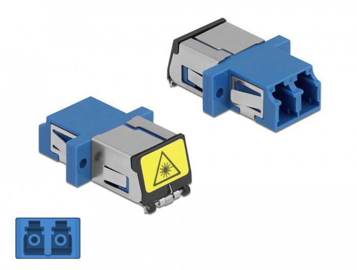 Delock Lwl Kupplung Mit Laserschutzklappe Lc Duplex Buchse Zu Lc Duplex Buchse Singlemode Blau