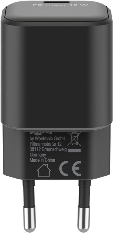Cargador  45w Usb 1 Puert. Usb-C Negro Gan Pd Salida Lateral Tamaño Nano Goobay