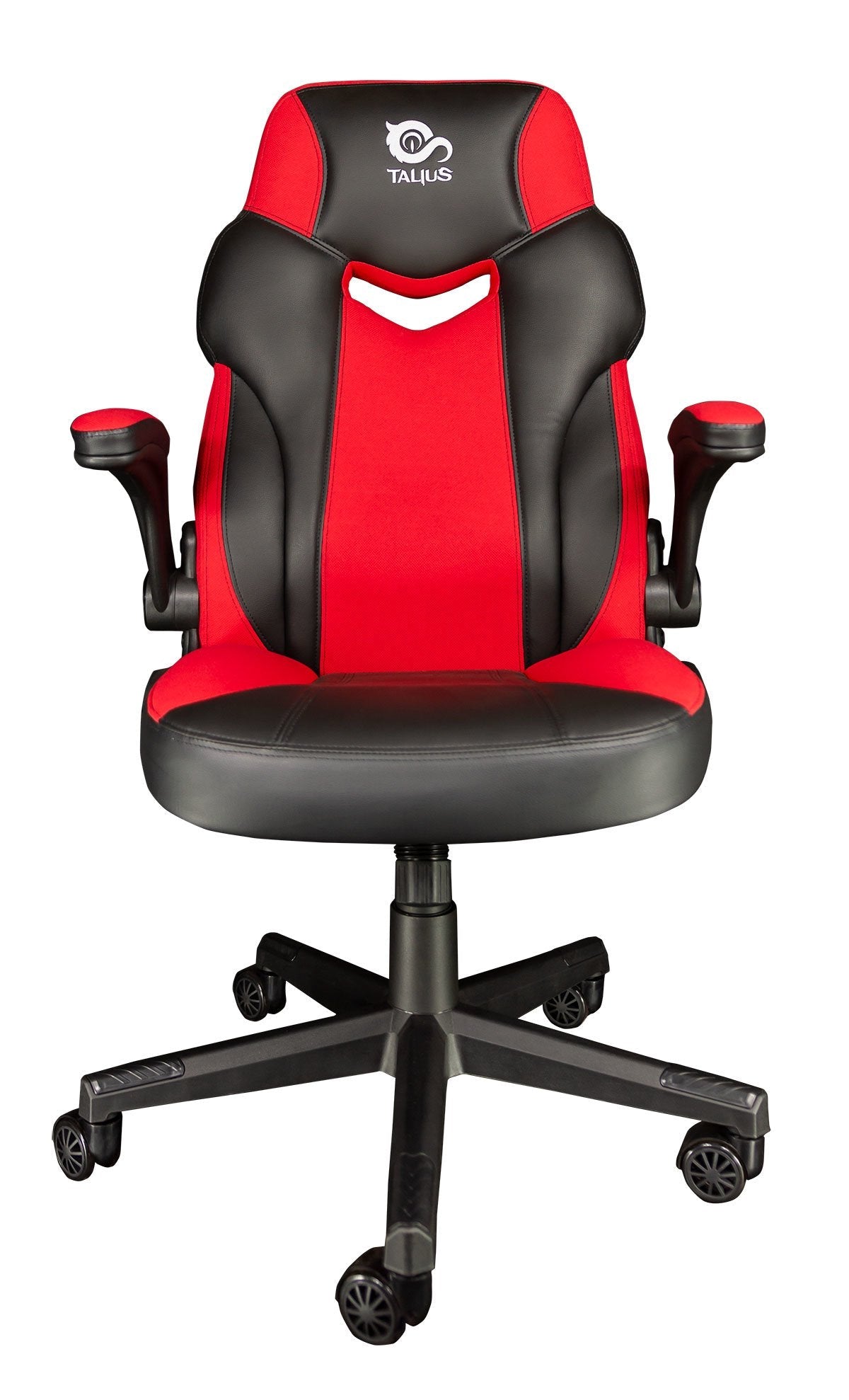 Talius Silla Crab Gaming Negr/Roja, Brazos Fijos, Butterfly, Base Metal, Ruedas 60mm Nylon, Gas C