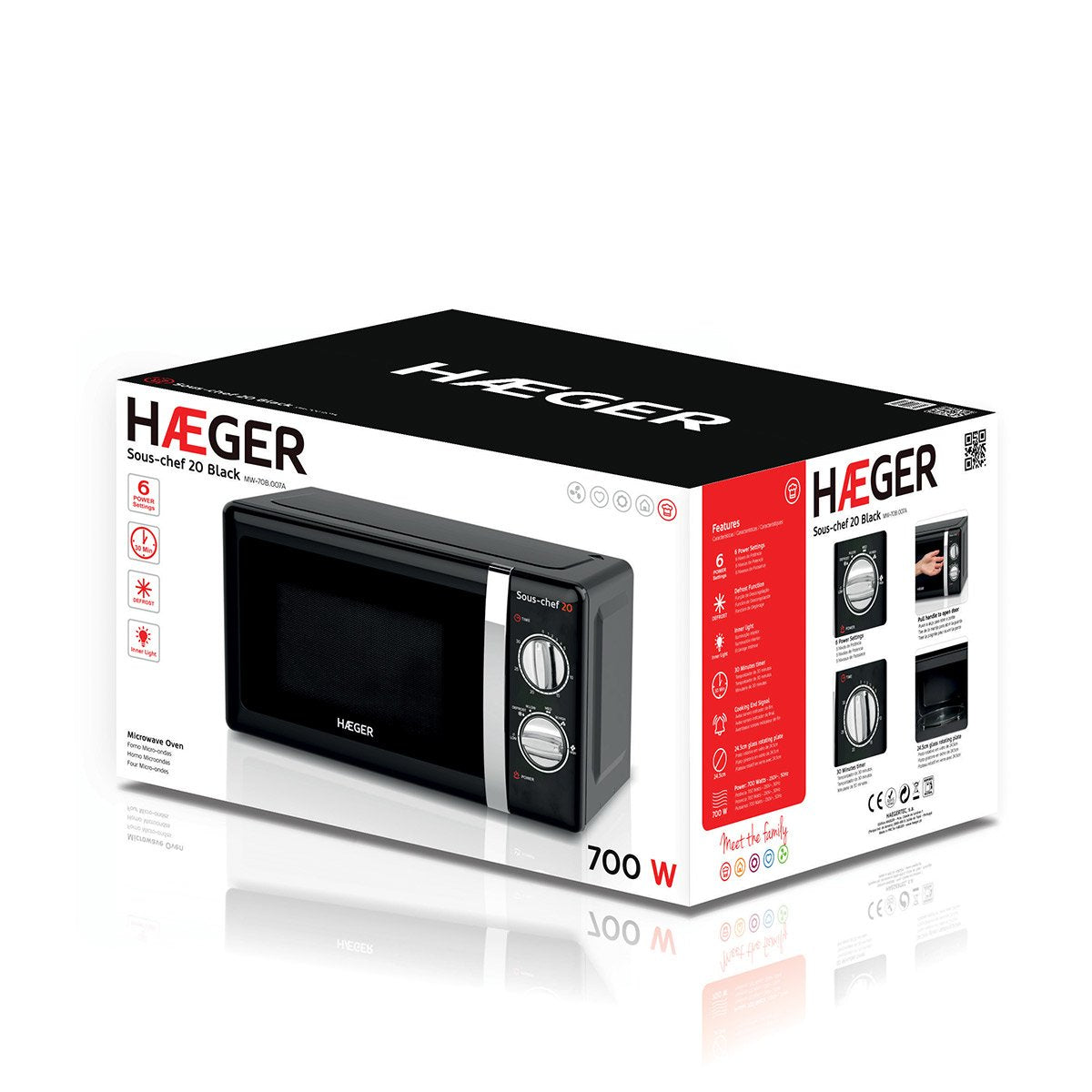 EAN 5608475016349 - Haeger MW-70B.007A microondas Negro Solo microondas Encimera 20 L 700 W imagen 4