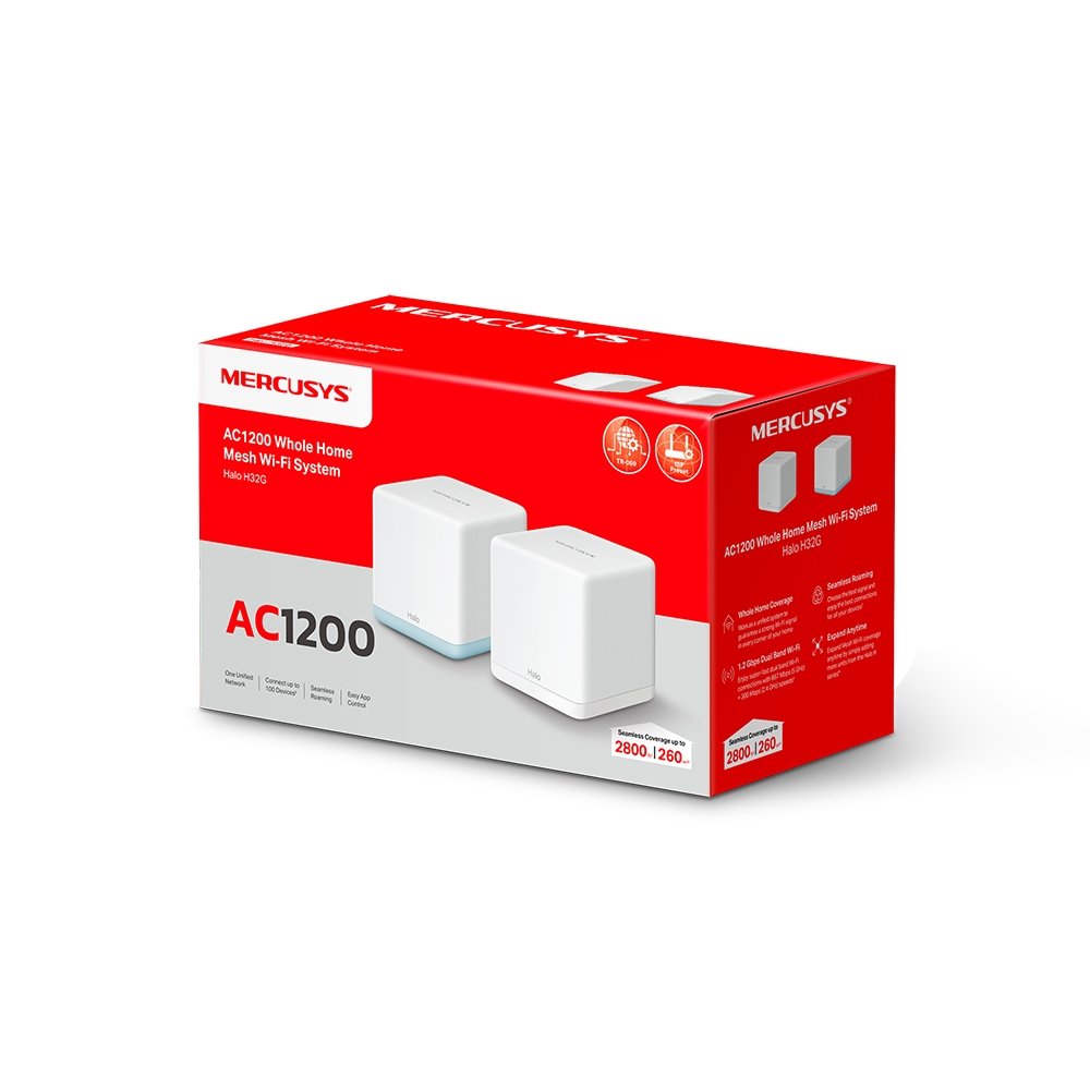 Punto De Acceso Interior Mesh Wifi 5 Mercusys Halo H32g (2-Pack) Kit De Dos Ac1200 867mbps 5ghz