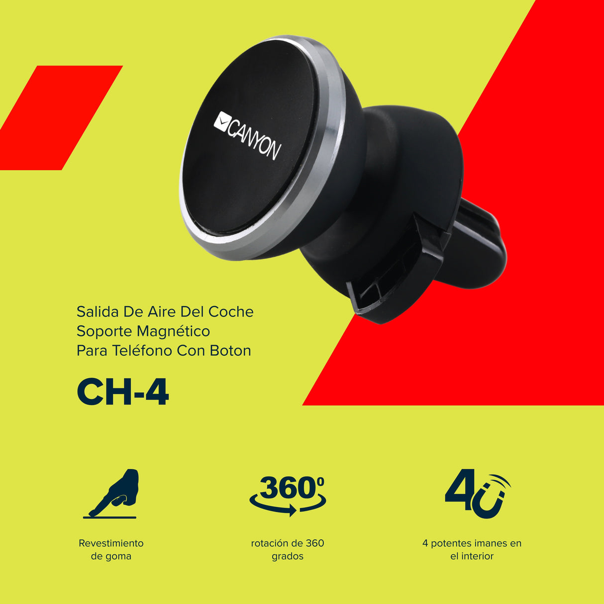 Canyon Car Holder Ch-4 Vent Magnetic Black