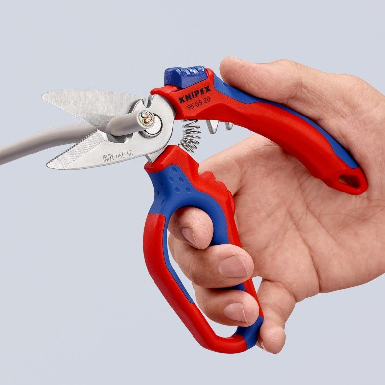Tijeras Eléctricas Con Ángulo De Knipex 95 05 20 Sb Rojo/Azul