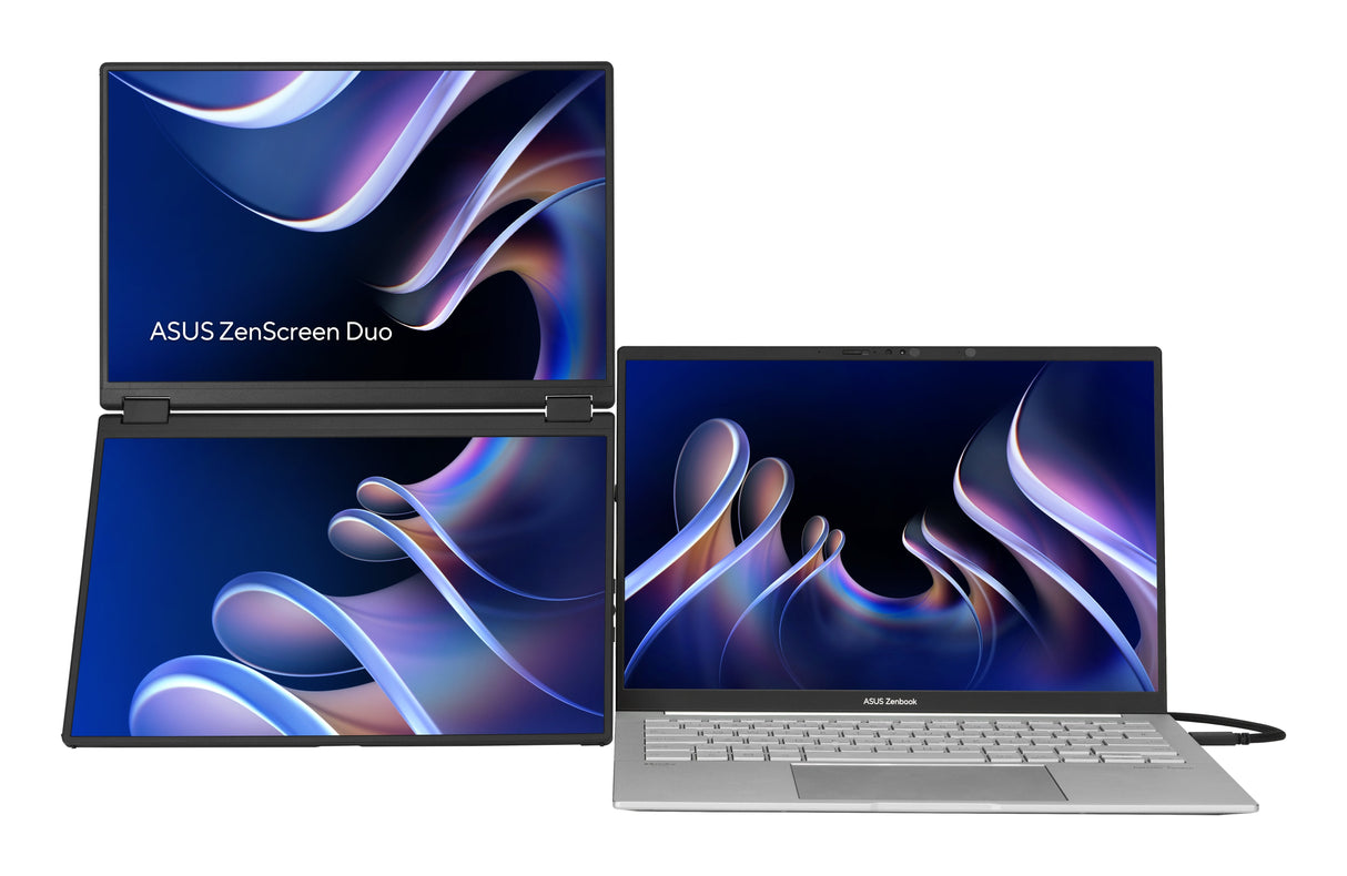 Asus Zenscreen Duo Mb14fcd (71 Cm (14 Zoll), Negro, 2xwuxga, 360 Grad Faltbar, Dual 14" Usb-C, Mini-Hdmi) 90lm0cz1-B01n71
