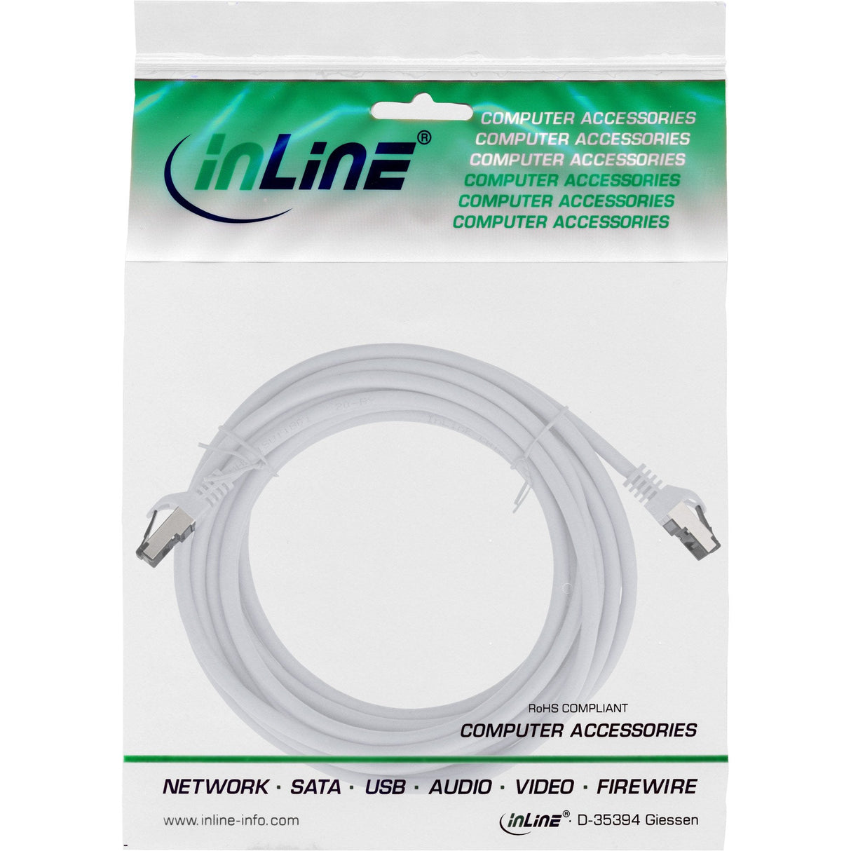 Cable De Red Inline S/Ftp Pimf Cat.8.1 Libre De Halógenos 2000mhz Blanco 10m