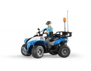 Bruder Quad De Policía Con Mujer Policía Y Equipamiento, Modelo De Vehículo Azul/Blanco 63010