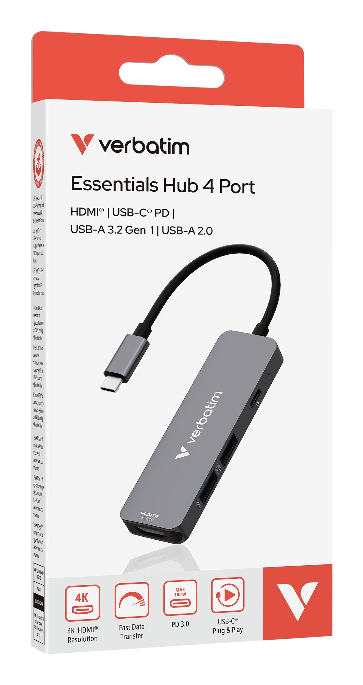 EAN 23942321552 - Verbatim 32155 hub de interfaz USB 3.2 Gen 1 (3.1 Gen 1) Type-C 5000 Mbit/s Gris imagen 3
