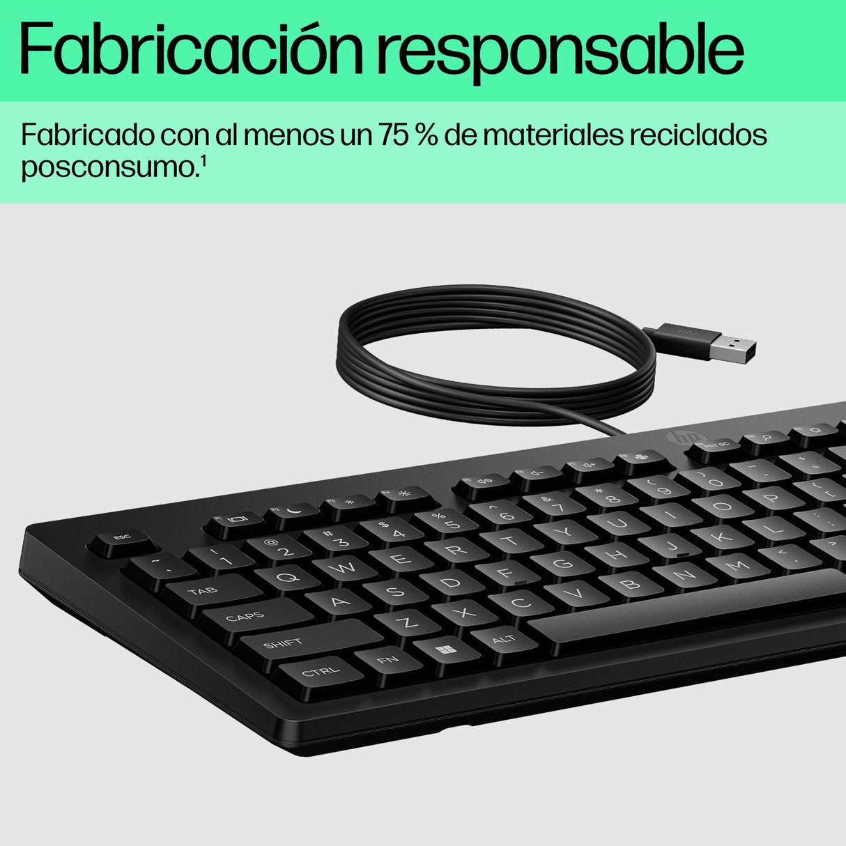 Hp 125 Teclado 100% Full Size Usb Español Negro