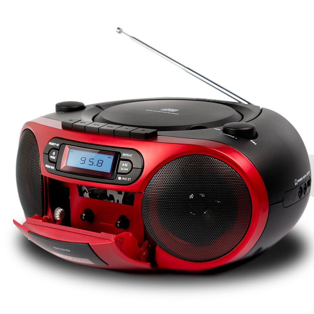 Radio Cd-Casete Aiwa Boombox Bbtc-550mg Rojo Casete/Cd/Usb/Bt/Mp3/Fm Pll/Aux In 3.5mm/2x3w Bbtc-550rd