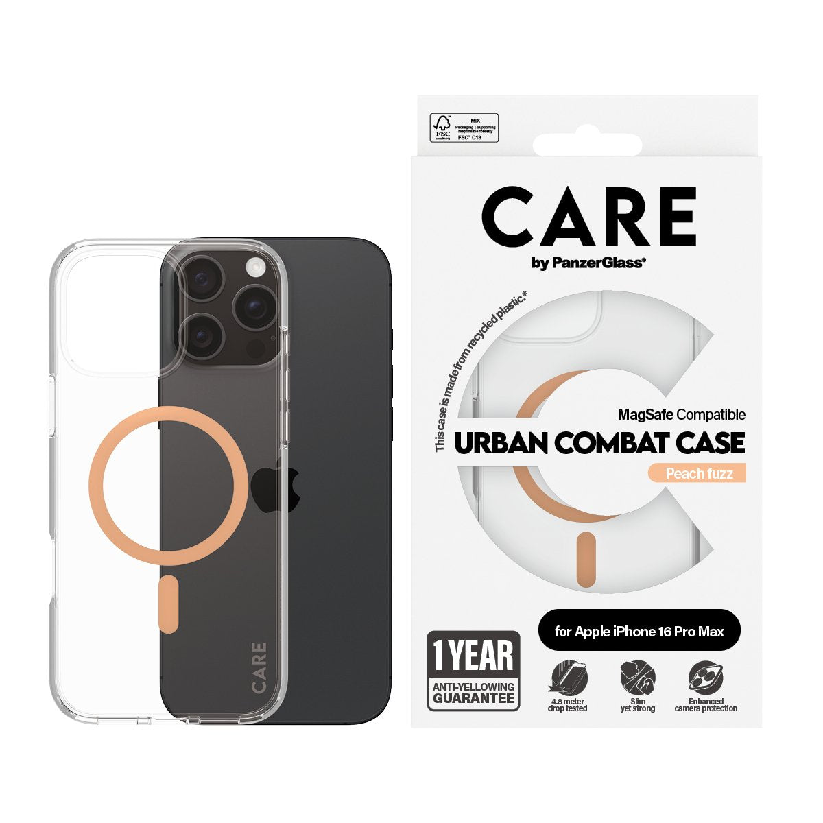EAN 5715685004421 - PanzerGlass CARE™ by ® Urban Combat Case Transparent w. Peachy MagSafe iPhone 16 Pro Max funda para teléf imagen 2