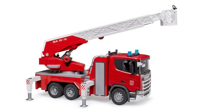 Bruder Scania Super 560r Bombero Con Escalera Giratoria, Bomba De Agua, Luz Y Sonido, Modelo De Vehículo 3591