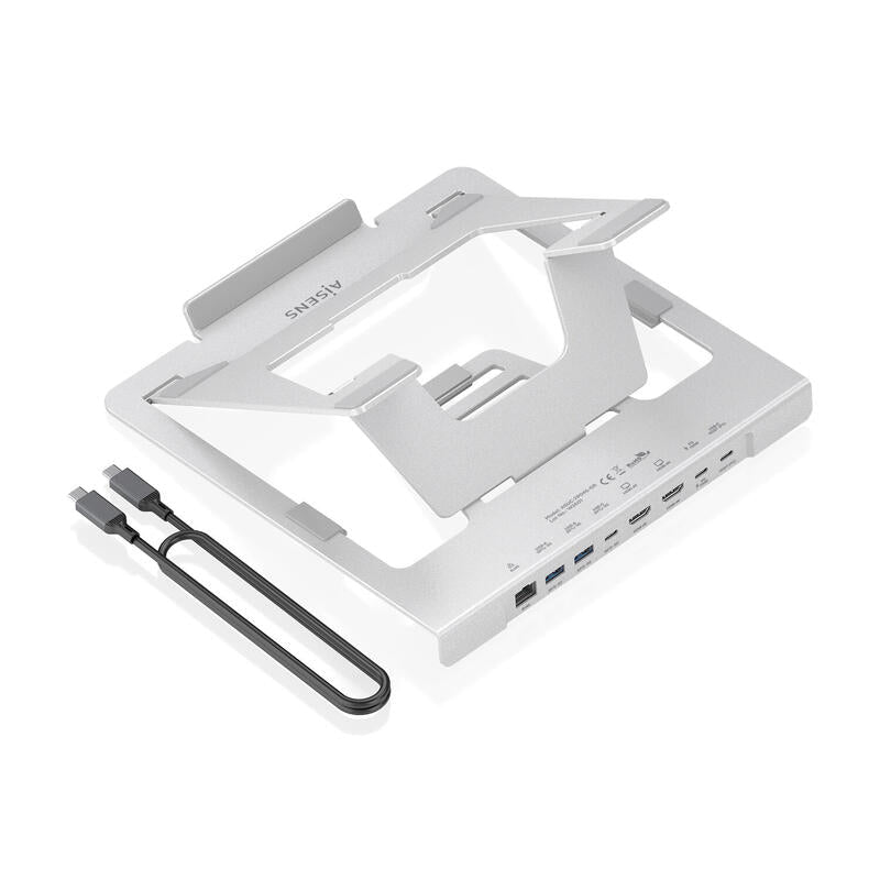 Aisens Soporte De Sobremesa Ajustable Para Portatil / Tablet Con Usb-C Docking 7 En 1, Gris