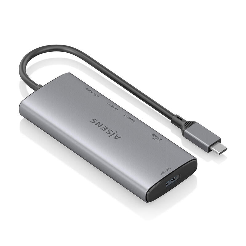 Aisens Usb-C Dock 6 En 1, Usb-C A 1xhdmi, 1xusb-A 10g, 2xusb-C 10g, 1xsd, 1xmicro Sd, Gris, 20cm
