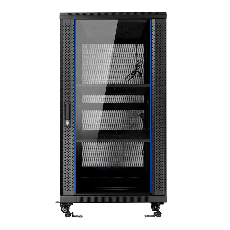 Aiten Data Ai6822 Armario De Suelo 22u - Ancho 600 - Fondo 800 - Con Accesorios - Ruedas Con Freno - Negro