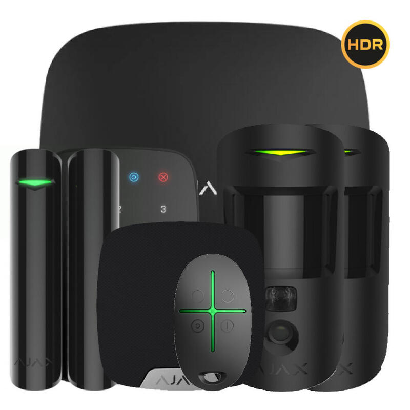 Ajax Hub2kit-Dp-Pro-Hdr-Bl1 Kit Ajax Negro. Hub 2 + 2motioncam-Hdr + Doorprotect Plus + Spacecontrol + Keypad + Homesiren