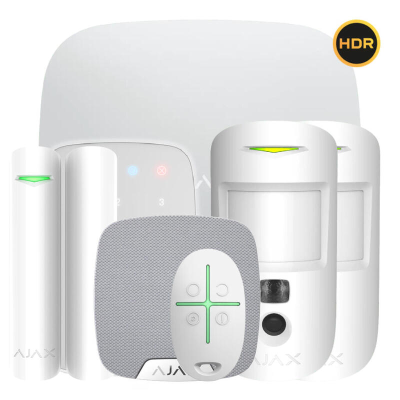 Ajax Hub2kit-Dp-Pro-Hdr-Wh1 Kit Ajax Blanco. Hub 2 2g + 2motioncam-Hdr + Doorprotect Plus + Spacecontrol + Keypad + Homesiren