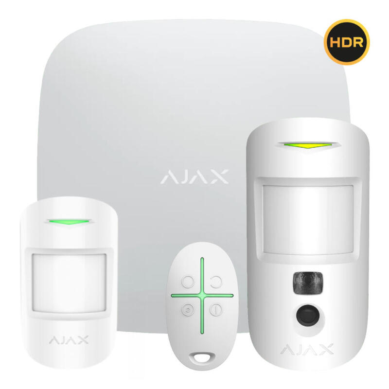 Ajax Starterkit-Cam-Mp-Hdr-Wh1 Kit Ajax Blanco. Hub 2 + Motioncam-Hdr + Motionprotect + Spacecontrol