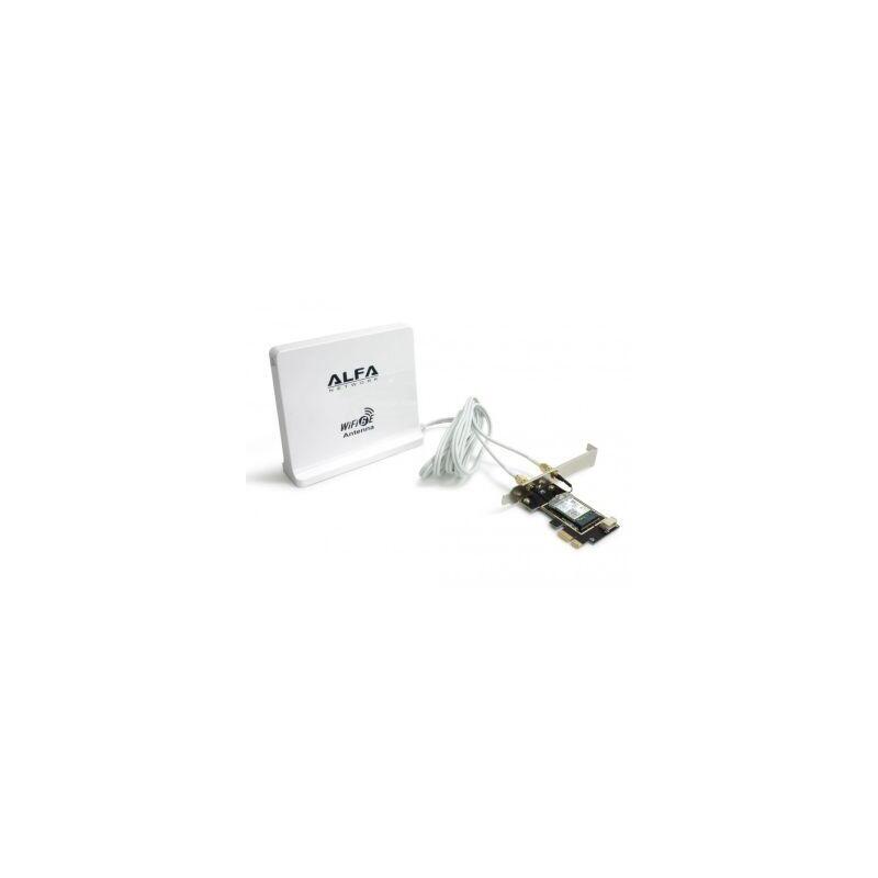 Alfa Network Ait-Ax210-Ez - Tarjeta Wireles Pci-Express, Wifi 6, 802.11ax Tribanda (6e,5,2,4 Ghz), Bluetooth 5.2, Antena 5 Dbi Mimo Con Base MagnÉ Tica